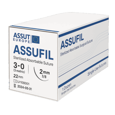 2-0 ASSUFIL Braided Coated Synthetic Suture – 70 cm | FU246
